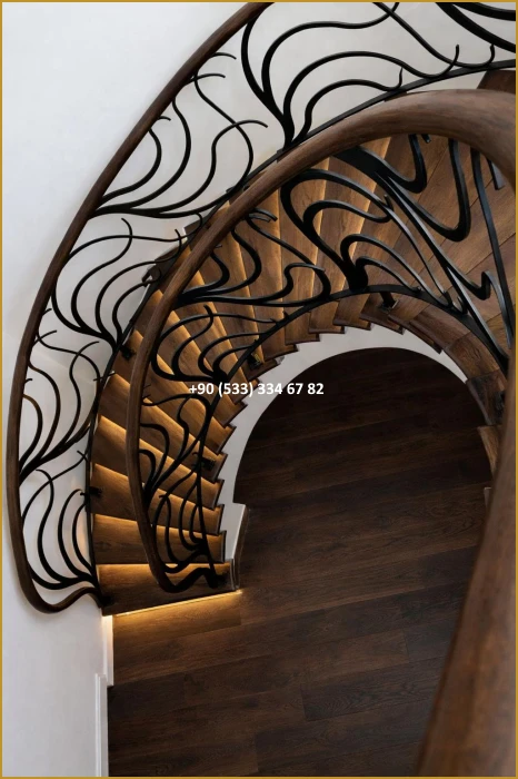 MERDİVEN KORKULUKLARI- MERDİVEN KORKULUK TASARIMI- FERFORJE MERDİVEN KORKULUK MODELLERİ mod8666